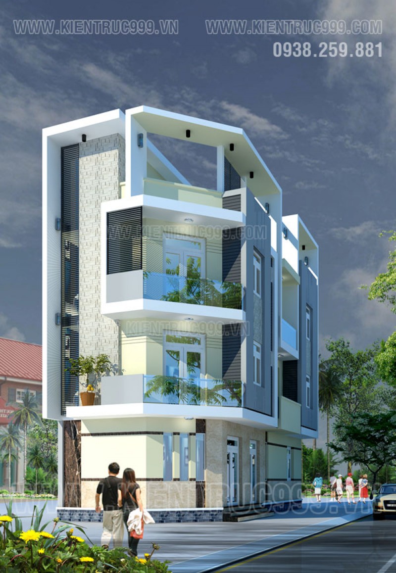 HTK thiết kế thi công xây nhà 2 mặt tiền đẹp quận Tân Phú