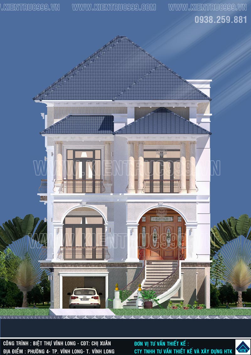 nhà 3 tầng kiểu Pháp đẹp tại Vĩnh Long lên dự toán thi công chi tiết kỹ càng
