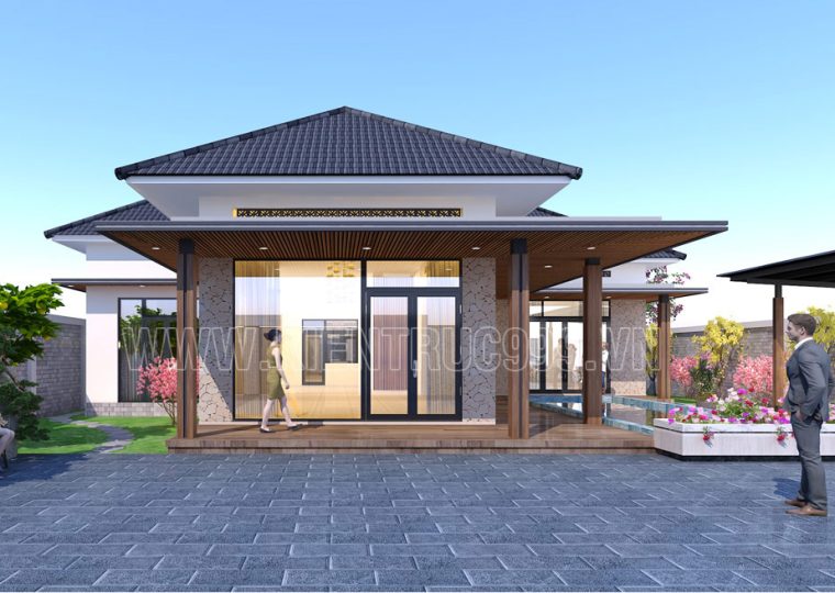 Mẫu nhà mái nhật sân vườn 1 tầng hiện đại đẹp ở Biên Hòa
